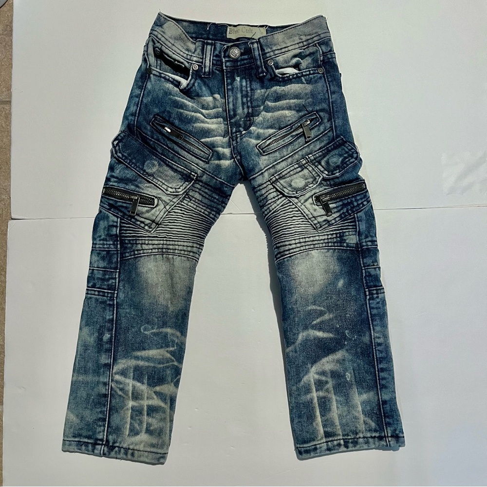 Blue Cult Boys' Moto Jeans dark blue Acid Wash, 6 (Little Boys) Straight Cotton